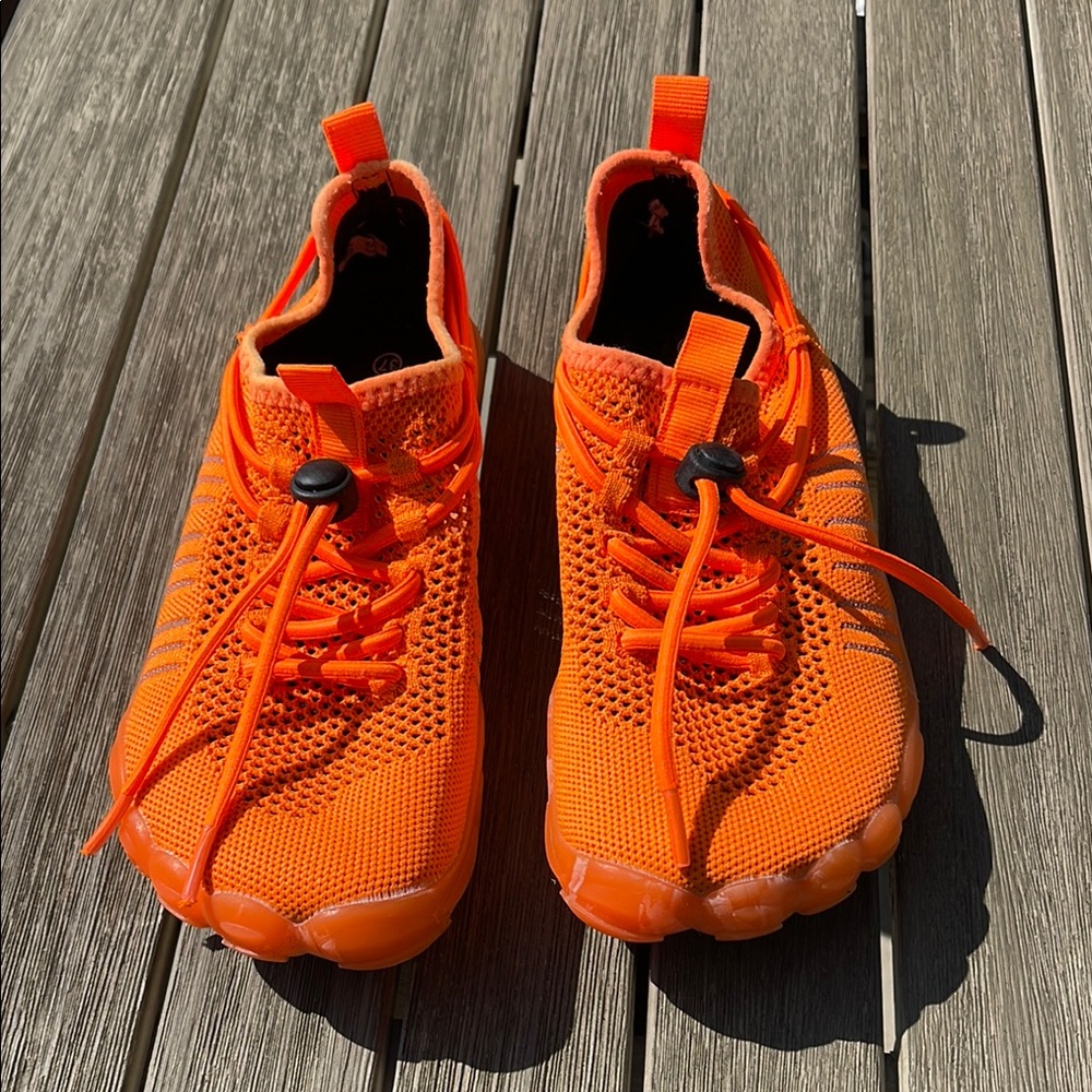 Adult Unisex Orange Mesh Swim Shoes
